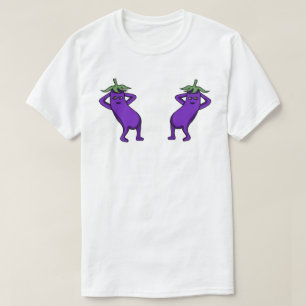 Handgezeichnete Cartoon Süße Auberginen posierend T-Shirt