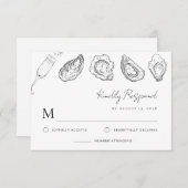 Handgezeichnete Champagner Oysters RoastWedding RSVP Karte (Vorne/Hinten)