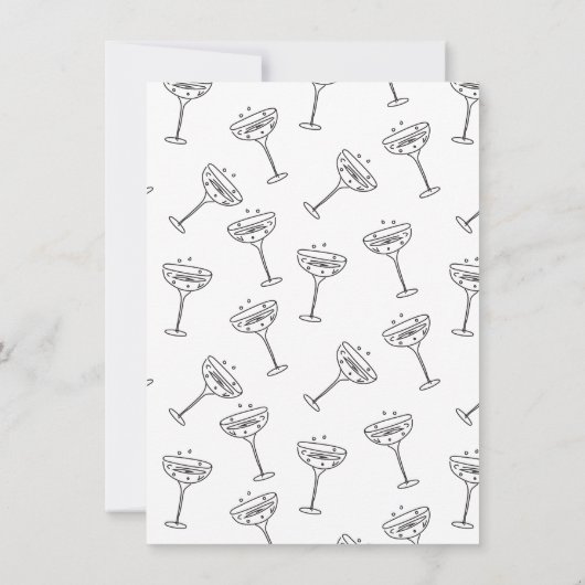 Handgezeichnete Champagner-Stack-Engagement-Partei Einladung (Rückseite)