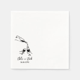 Handgezeichnete Champagner-Turm-Glas-Hochzeitsserv Serviette