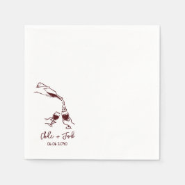 Handgezeichnete Champagner-Turm-Glas-Hochzeitsserv Serviette