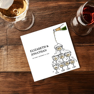 Handgezeichnete Champagner-Turm-Probe-Dinner-Einla Serviette