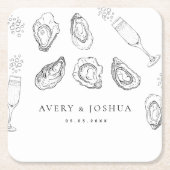 Handgezeichnete Champagner- und Austernfeier Rechteckiger Pappuntersetzer (Vorderseite)