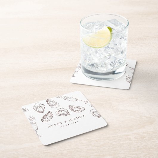Handgezeichnete Champagner- und Austernfeier Rechteckiger Pappuntersetzer (Vor Ort)