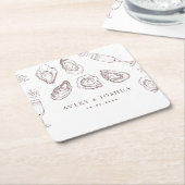 Handgezeichnete Champagner- und Austernfeier Rechteckiger Pappuntersetzer (angewinkelt)