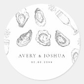 Handgezeichnete Champagner- und Austernfeier Runder Aufkleber (Vorderseite)