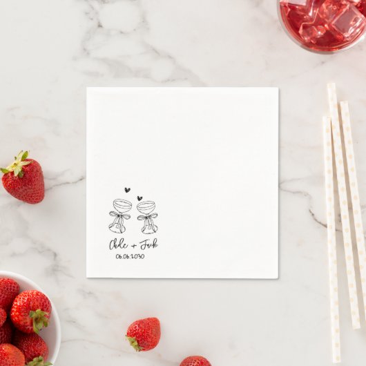 Handgezeichnete Champagnerglas-Hochzeitsservietten Serviette (Beispiel)