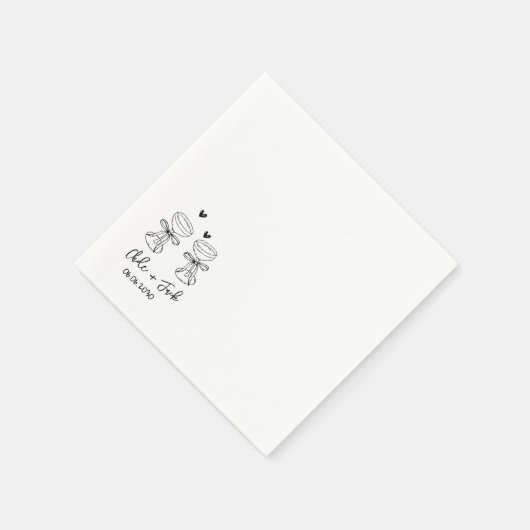 Handgezeichnete Champagnerglas-Hochzeitsservietten Serviette (Ecke)