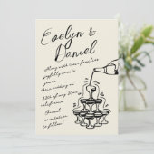 Handgezeichnete Champagnerturm Hochzeit im französ Einladung (Stehend Vorderseite)