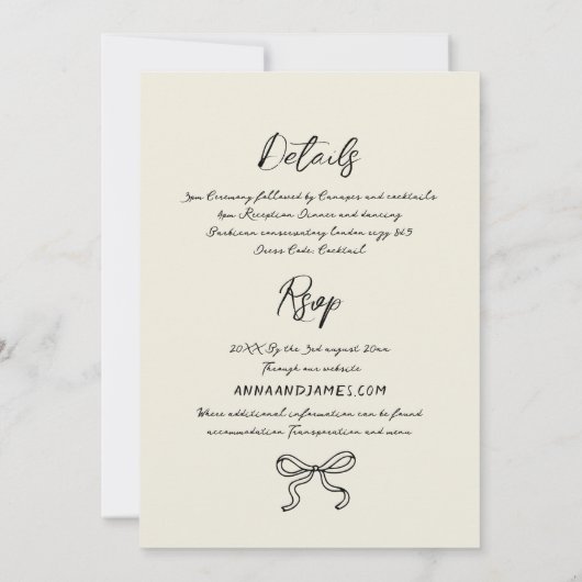 Handgezeichnete Champagnerturm Hochzeit im französ Einladung (Rückseite)