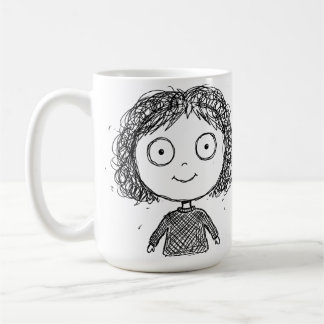 Handgezeichnete Charakterillustration – Künstleris Kaffeetasse