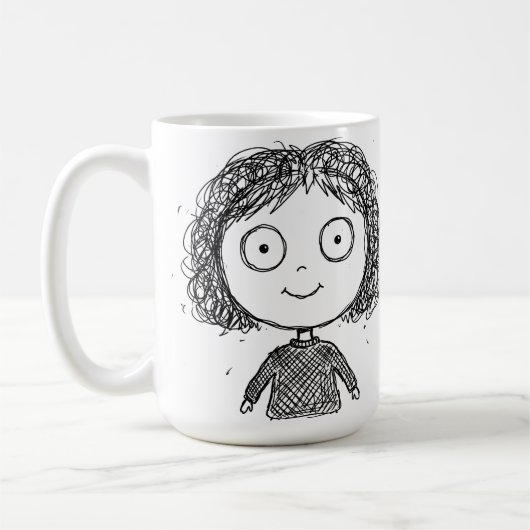 Handgezeichnete Charakterillustration – Künstleris Kaffeetasse (Links)