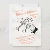 Handgezeichnete Cheers Champagne Engagement Party Einladung (Vorderseite)