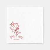 Handgezeichnete Cherub Cupid Icon Hochzeit Serviette (Vorderseite)