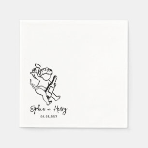 Handgezeichnete Cherub Cupid Icon Hochzeit Serviette