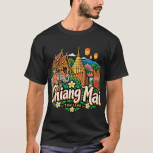Handgezeichnete Chiang Mai Thailand Reise Kunst La T-Shirt