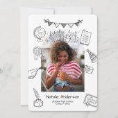 Handgezeichnete Chic-Bogen-Foto-Abschlussankündigu Ankündigung (Vorderseite)