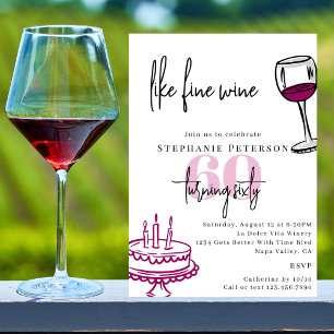 Handgezeichnete Chic-Scribble-Wein- und Kuchen-Geb Einladung