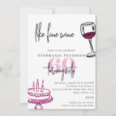 Handgezeichnete Chic-Scribble-Wein- und Kuchen-Geb Einladung (Vorderseite)