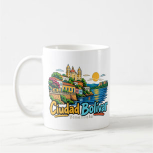 Handgezeichnete Ciudad Bolívar Venezuela Reise Kun Kaffeetasse