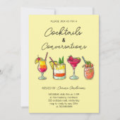 Handgezeichnete Cocktails und Party für Gespräche Einladung (Vorderseite)