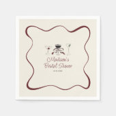 Handgezeichnete Cocktails Wavy Frame Brautparty Serviette (Vorderseite)