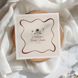 Handgezeichnete Cocktails Wavy Frame Brautparty Serviette