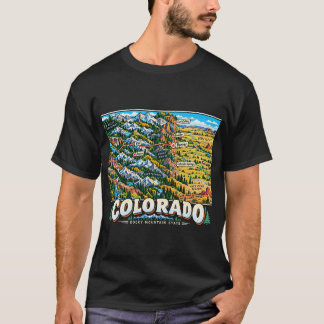 Handgezeichnete Colorado-Reise-Kunst-Sehenswürdigk T-Shirt