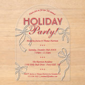 Handgezeichnete Coquette Bows Holiday Weihnachts-P Acryleinladungen (Vorderseite)