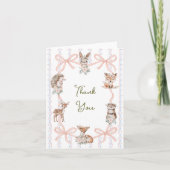 Handgezeichnete Coquette Ribbon Woodland Babydusch Dankeskarte (Vorderseite)