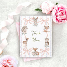 Handgezeichnete Coquette Ribbon Woodland Babydusch