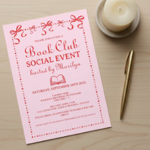 Handgezeichnete Coquette-Rosa-Rote-Einladung zum B