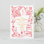 Handgezeichnete Coquette Wiser und Hotter Geburtst Einladung (Stehend Vorderseite)