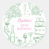 Handgezeichnete Coquette Wiser und Hotter Geburtst Runder Aufkleber (Vorderseite)