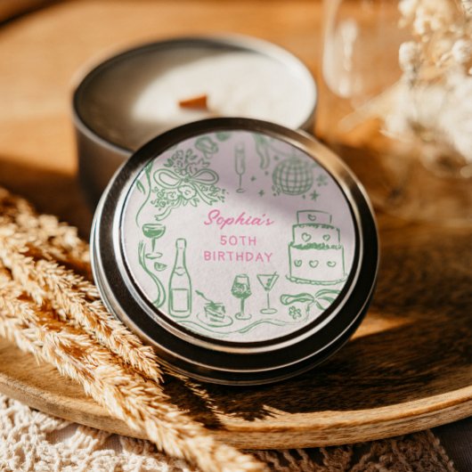 Handgezeichnete Coquette Wiser und Hotter Geburtst Runder Aufkleber