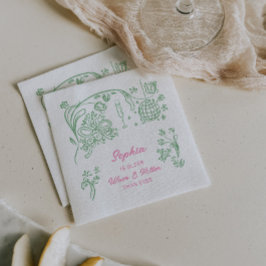 Handgezeichnete Coquette Wiser und Hotter Geburtst Serviette