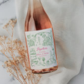 Handgezeichnete Coquette Wiser und Hotter Geburtst Weinetikett