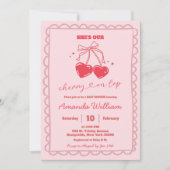 Handgezeichnete Coquettekherry auf der oberen Baby Einladung (Vorderseite)