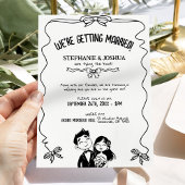 Handgezeichnete Couple Illustration Doodle Wedding Einladung