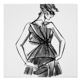 Handgezeichnete Couture Fashion Poster