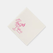 Handgezeichnete Cowgirl aus Martini-Glas Serviette (Ecke)