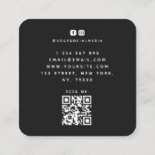 Handgezeichnete Creme- und Schwarz-Botanisches Mus Quadratische Visitenkarte (Rückseite)