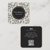 Handgezeichnete Creme- und Schwarz-Botanisches Mus Quadratische Visitenkarte (Vorne/Hinten)