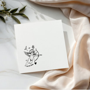 Handgezeichnete Cupid-Cocktail-Hochzeitsservietten Serviette