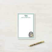 Handgezeichnete Dackel Martini-Glas Post-it Klebezettel (Auf Schreibtisch)