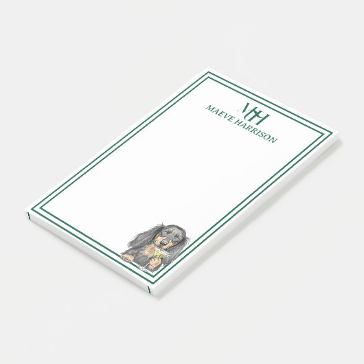 Handgezeichnete Dackel Martini-Glas Post-it Klebezettel (angewinkelt)