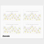 Handgezeichnete Daisy Stems Labels Rechteckiger Aufkleber (Blatt)