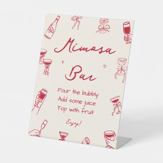 Handgezeichnete, dass mehr Brautparty Mimosa Bar Sockelschild (Vorderseite)