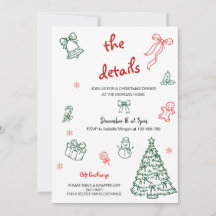 Handgezeichnete Details für die Weihnachtsdinnerpa