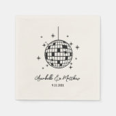 Handgezeichnete Disco Retro Hochzeit Serviette (Vorderseite)